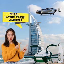 A glimpse into the future of transportation in Dubai Flying Taxis promising an innovative and efficient way to navigate the city's skyline.