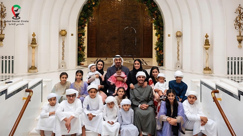 The commander of the emirates with his family in his palace in abu dhabi